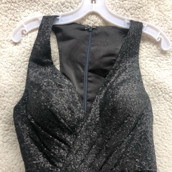 Size 8 WORN ONCE Black Sequin Gown - Picture 7 of 7